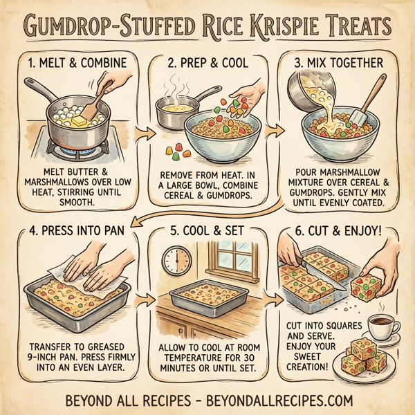 Gumdrop-Stuffed Rice Krispie Treats instructions