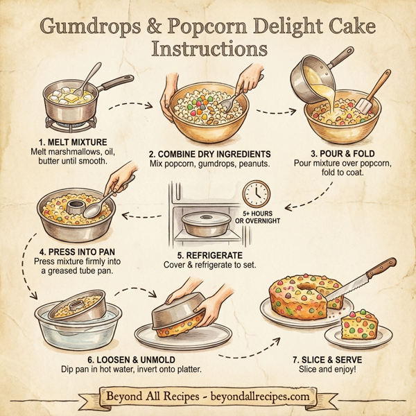 Gumdrops & Popcorn Delight Cake instructions