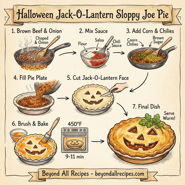 Halloween Jack-O-Lantern Sloppy Joe Pie instructions