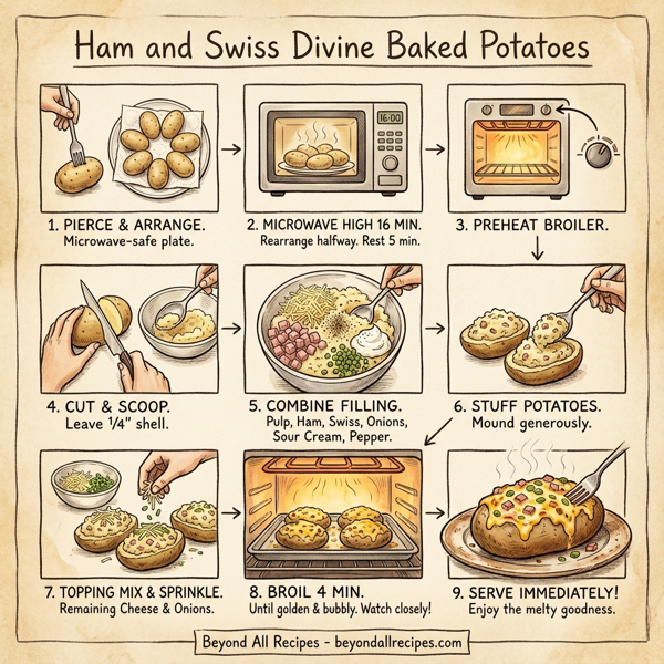 Ham and Swiss Divine Baked Potatoes instructions