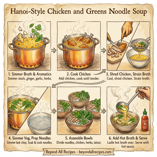 Hanoi-Style Chicken and Greens Noodle Soup instructions