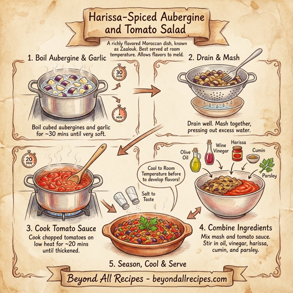 Harissa-Spiced Aubergine and Tomato Salad instructions
