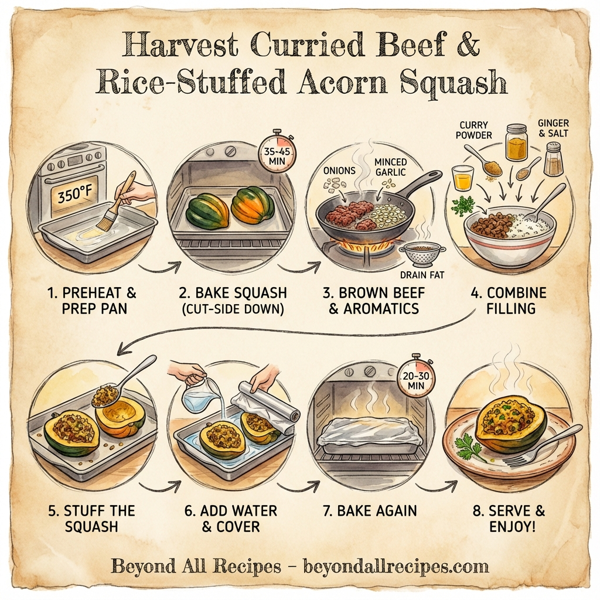 Harvest Curried Beef and Rice-Stuffed Acorn Squash instructions