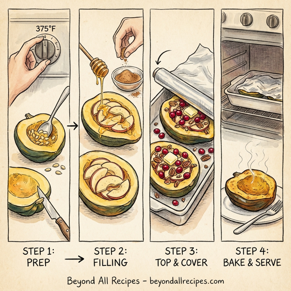 Harvest Stuffed Acorn Squash with Apples and Cranberries instructions