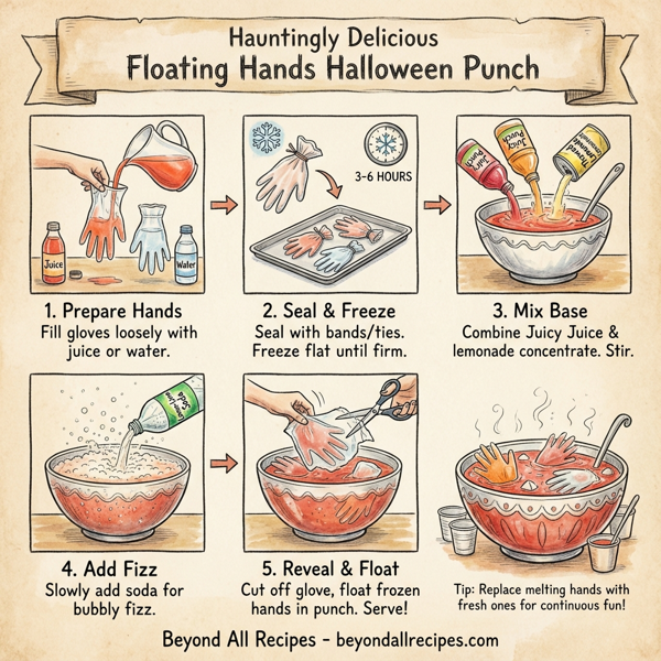 Hauntingly Delicious Floating Hands Halloween Punch instructions