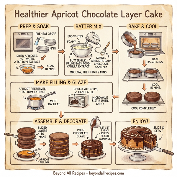 Healthier Apricot Chocolate Layer Cake instructions