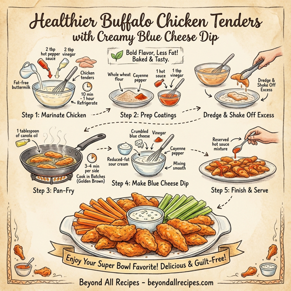 Healthier Buffalo Chicken Tenders with Creamy Blue Cheese Dip instructions