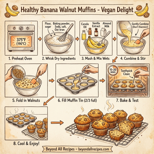 Healthy Banana Walnut Muffins - Vegan Delight instructions