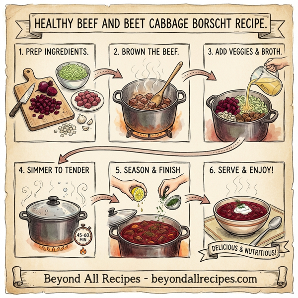 Healthy Beef and Beet Cabbage Borscht instructions