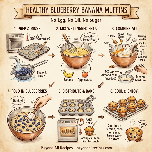 Healthy Blueberry Banana Muffins (No Egg, No Oil, No Sugar) instructions