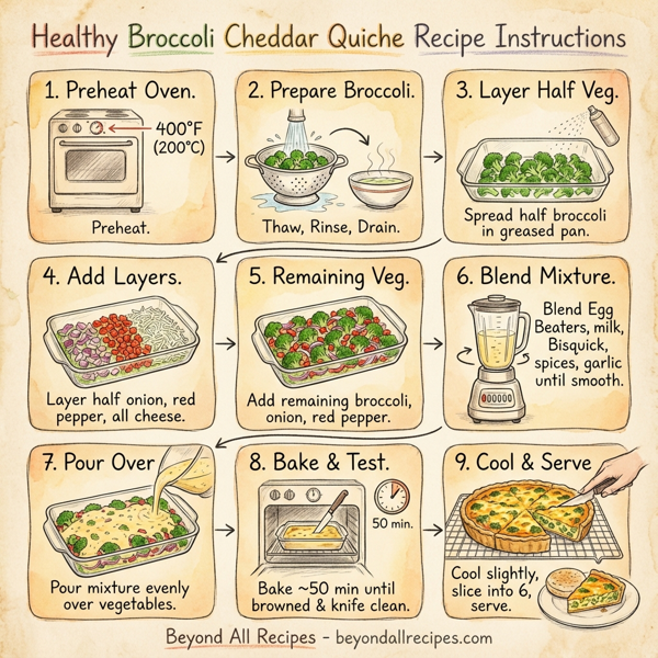 Healthy Broccoli Cheddar Quiche instructions