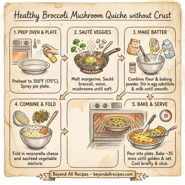 Healthy Broccoli Mushroom Quiche without Crust instructions