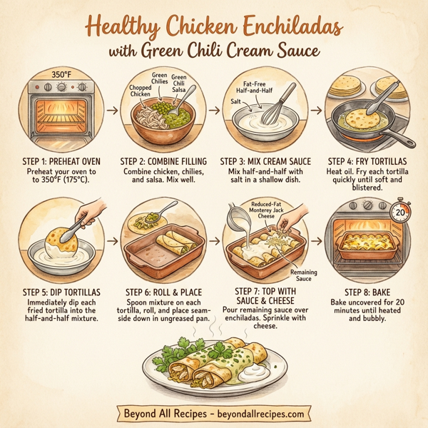Healthy Chicken Enchiladas with Green Chili Cream Sauce instructions