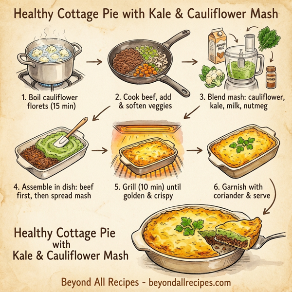 Healthy Cottage Pie with Kale & Cauliflower Mash instructions