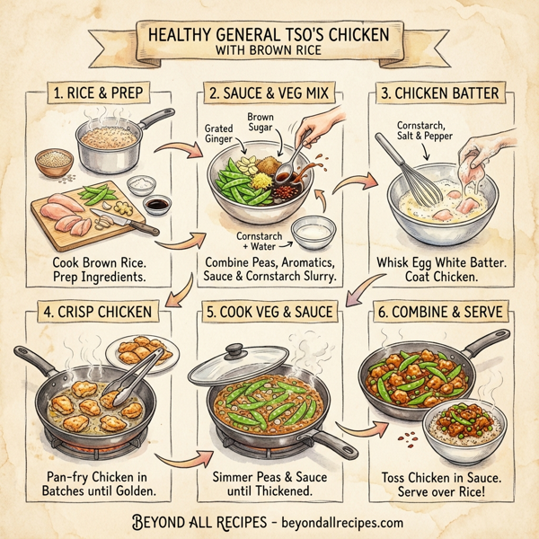 Healthy General Tso's Chicken with Brown Rice instructions