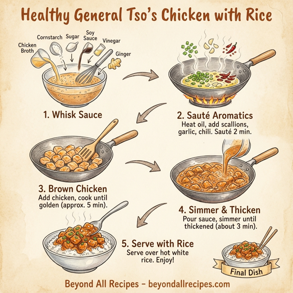 Healthy General Tso's Chicken with Rice instructions