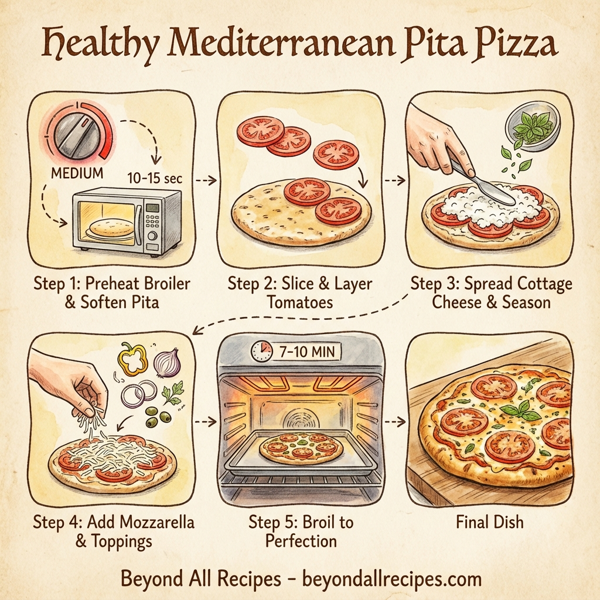 Healthy Mediterranean Pita Pizza instructions