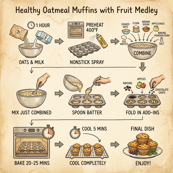 Healthy Oatmeal Muffins with Fruit Medley instructions