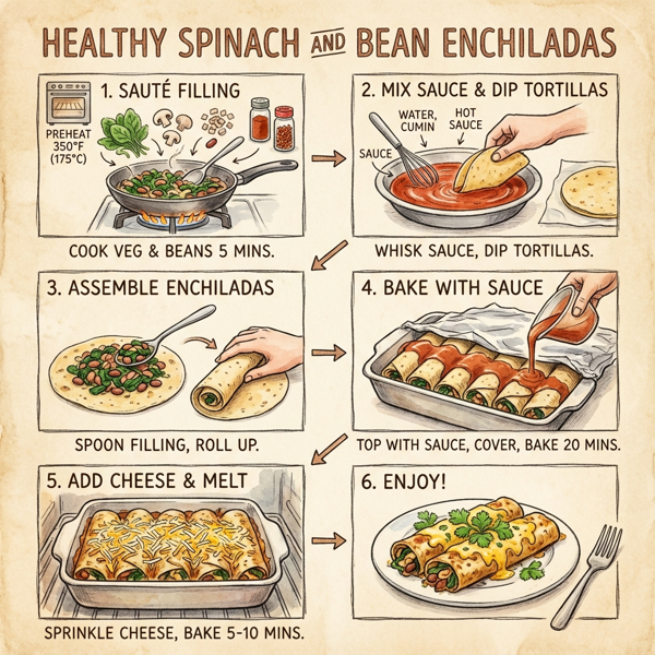 Healthy Spinach and Bean Enchiladas instructions
