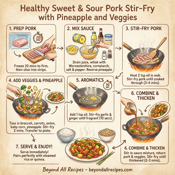 Healthy Sweet & Sour Pork Stir-Fry with Pineapple and Veggies instructions