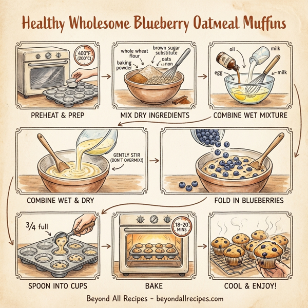 Healthy Wholesome Blueberry Oatmeal Muffins instructions