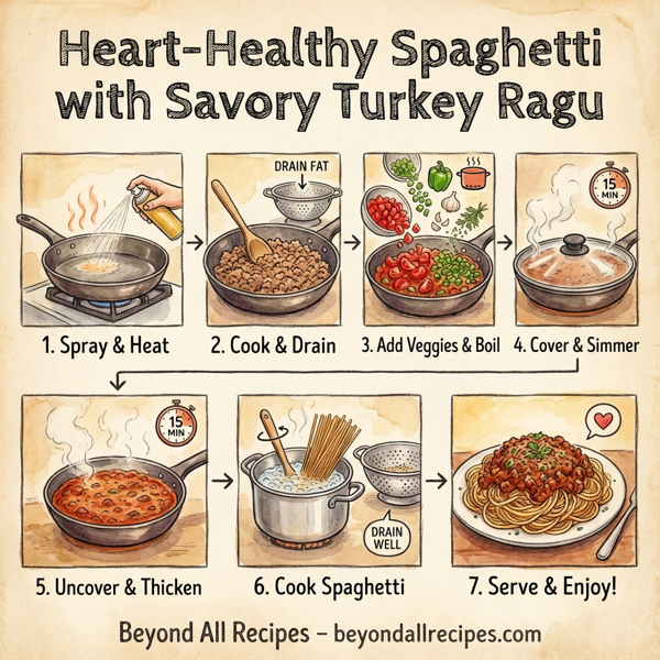Heart-Healthy Spaghetti with Savory Turkey Ragu instructions
