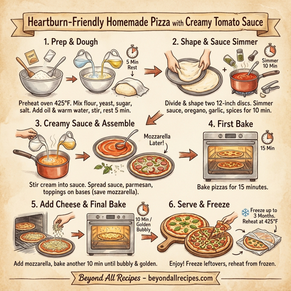 Heartburn-Friendly Homemade Pizza with Creamy Tomato Sauce instructions
