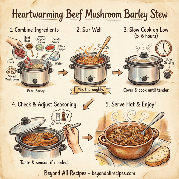 Heartwarming Beef Mushroom Barley Stew instructions