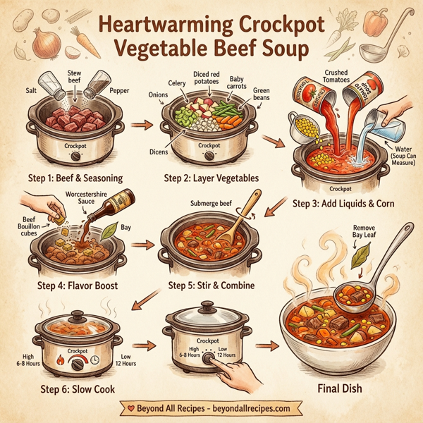 Heartwarming Crockpot Vegetable Beef Soup instructions
