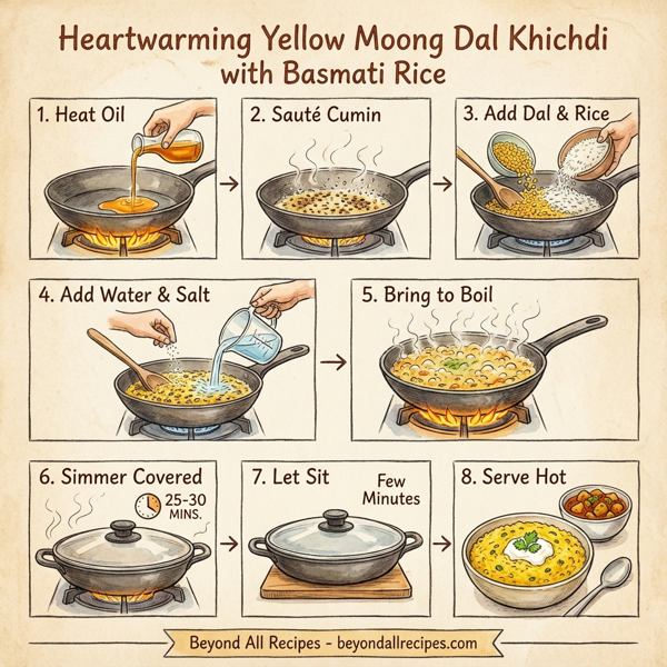 Heartwarming Yellow Moong Dal Khichdi with Basmati Rice instructions