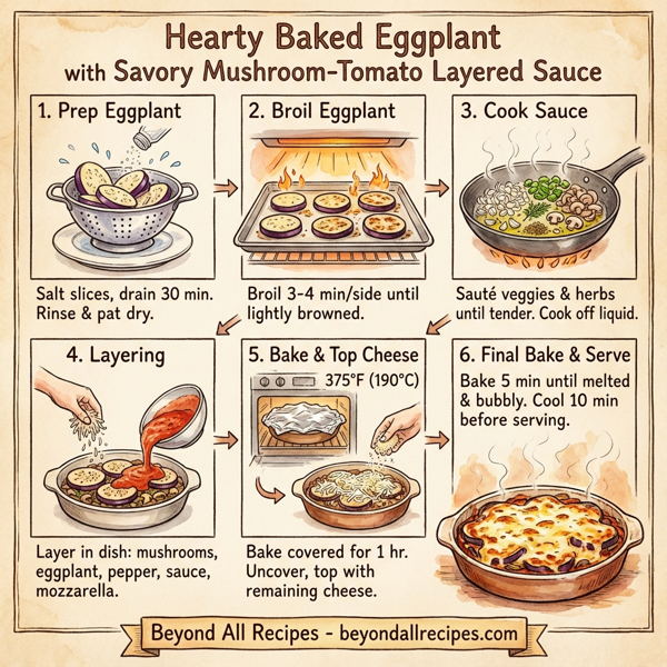 Hearty Baked Eggplant with Savory Mushroom-Tomato Layered Sauce instructions