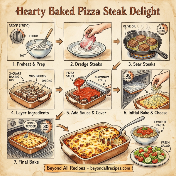 Hearty Baked Pizza Steak Delight instructions