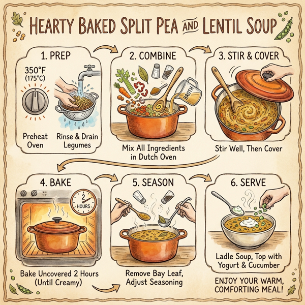 Hearty Baked Split Pea and Lentil Soup instructions