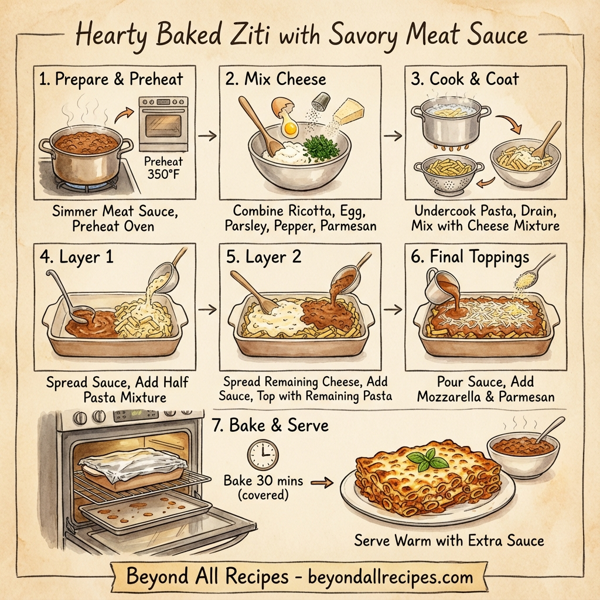 Hearty Baked Ziti with Savory Meat Sauce instructions