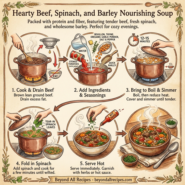 Hearty Beef, Spinach, and Barley Nourishing Soup instructions