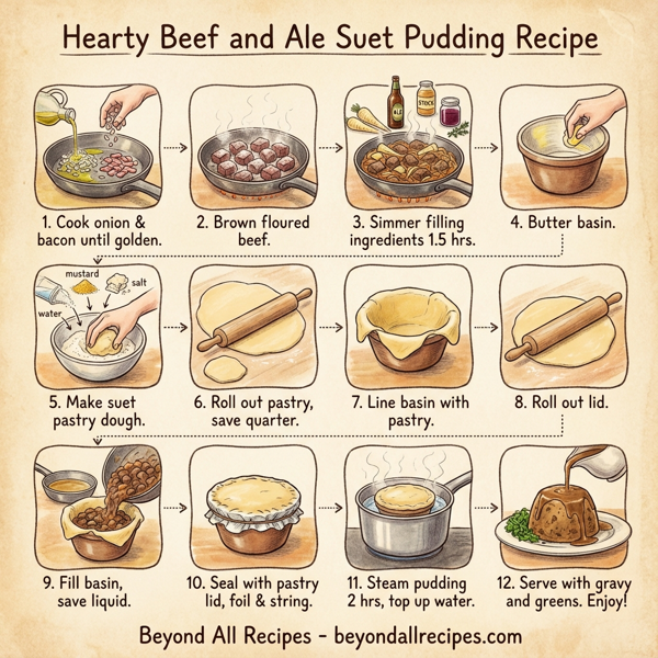 Hearty Beef and Ale Suet Pudding instructions