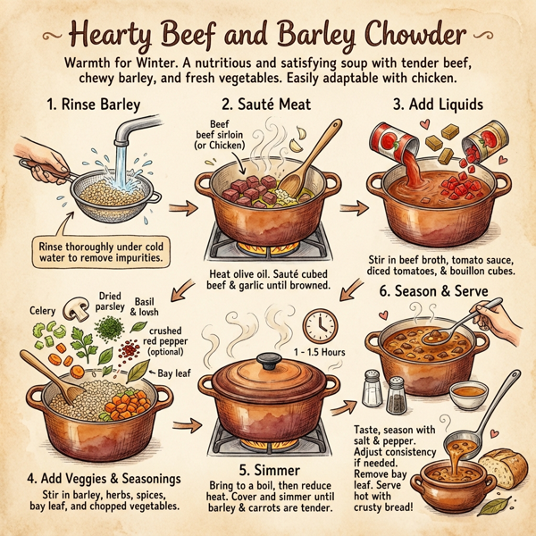 Hearty Beef and Barley Chowder instructions