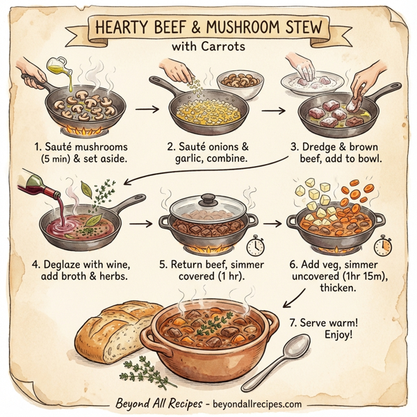 Hearty Beef and Mushroom Stew with Carrots instructions