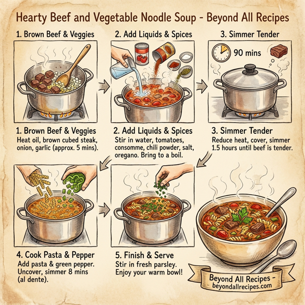 Hearty Beef and Vegetable Noodle Soup instructions