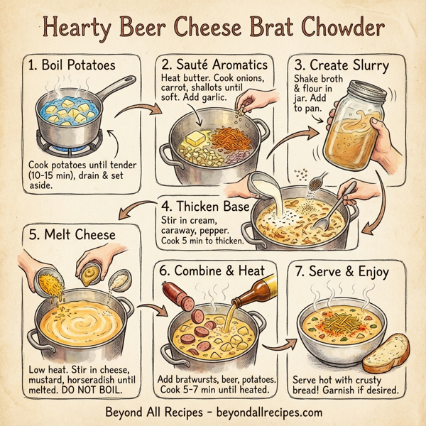 Hearty Beer Cheese Brat Chowder instructions