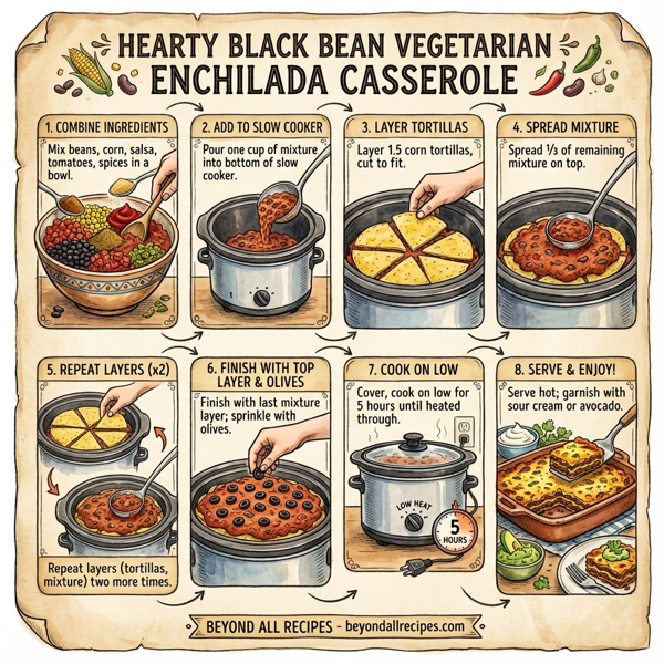 Hearty Black Bean Vegetarian Enchilada Casserole instructions