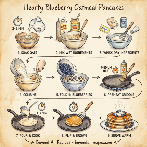 Hearty Blueberry Oatmeal Pancakes instructions