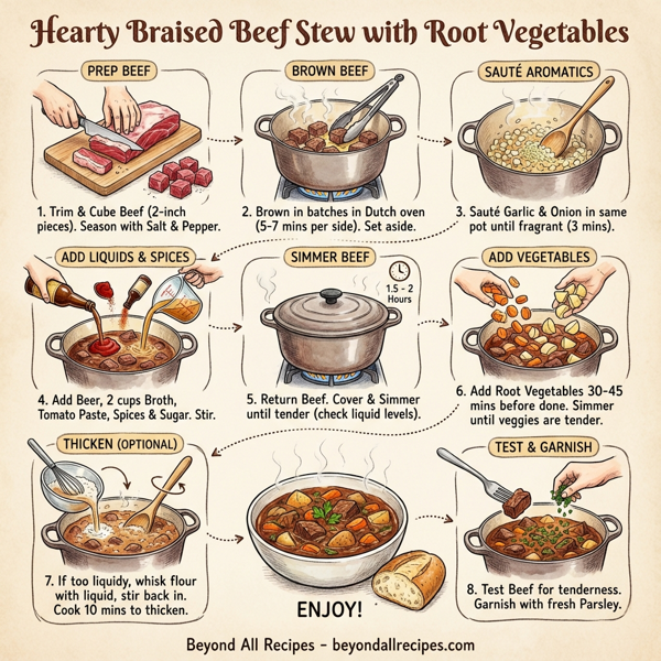 Hearty Braised Beef Stew with Root Vegetables instructions