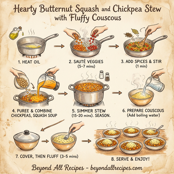 Hearty Butternut Squash and Chickpea Stew with Fluffy Couscous instructions