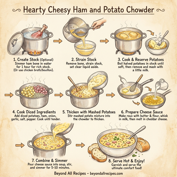 Hearty Cheesy Ham and Potato Chowder instructions