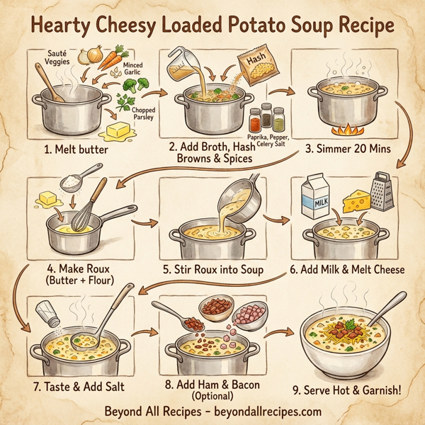 Hearty Cheesy Loaded Potato Soup instructions