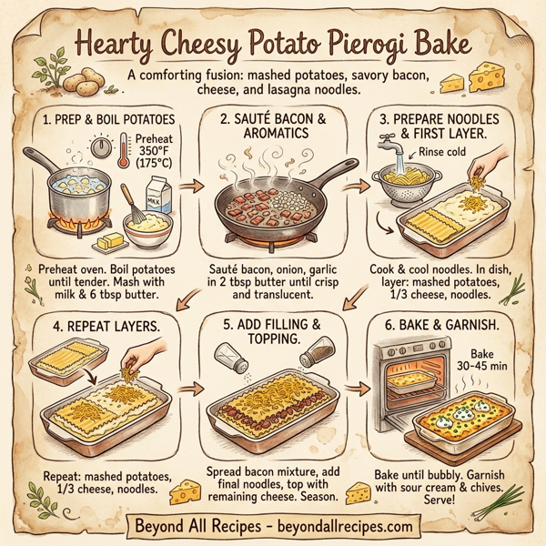 Hearty Cheesy Potato Pierogi Bake instructions