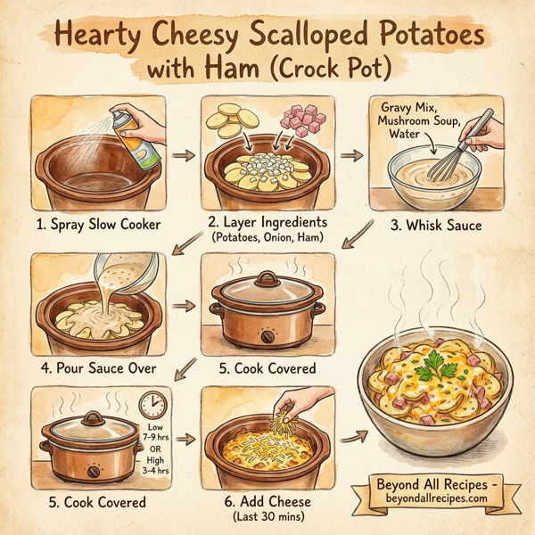 Hearty Cheesy Scalloped Potatoes with Ham (Crock Pot) instructions