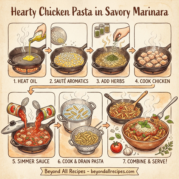 Hearty Chicken Pasta in Savory Marinara instructions