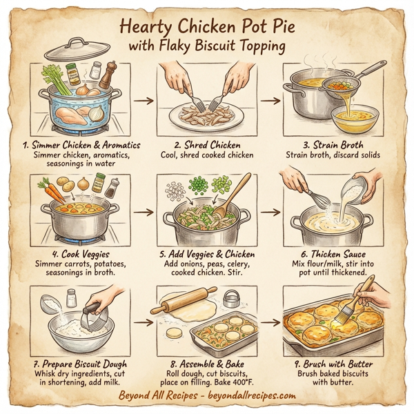 Hearty Chicken Pot Pie with Flaky Biscuit Topping instructions